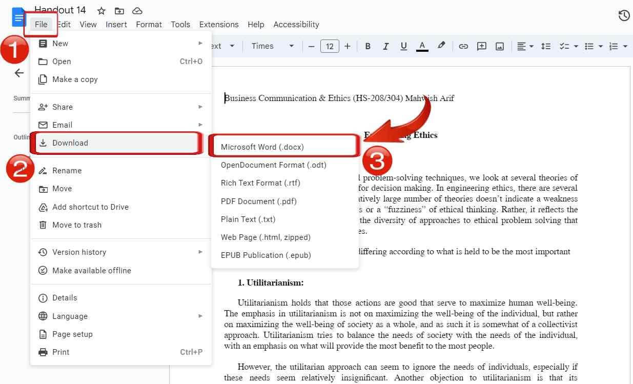 Google Docs download Word Document