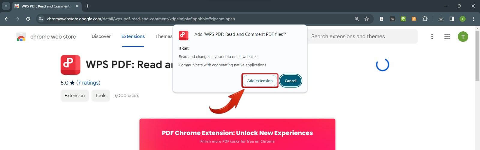 Confirm WPS PDF Extension Download