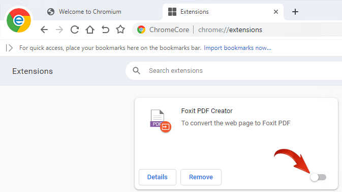 Enable Foxit PDF Creator extension in Chrome