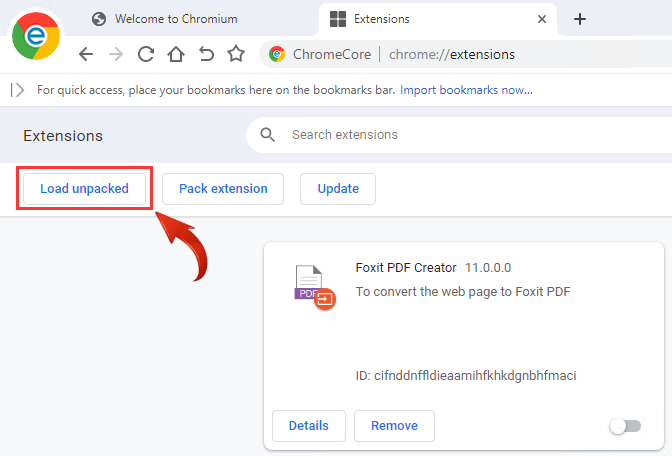 Enable Foxit PDF Creator extension in Chrome