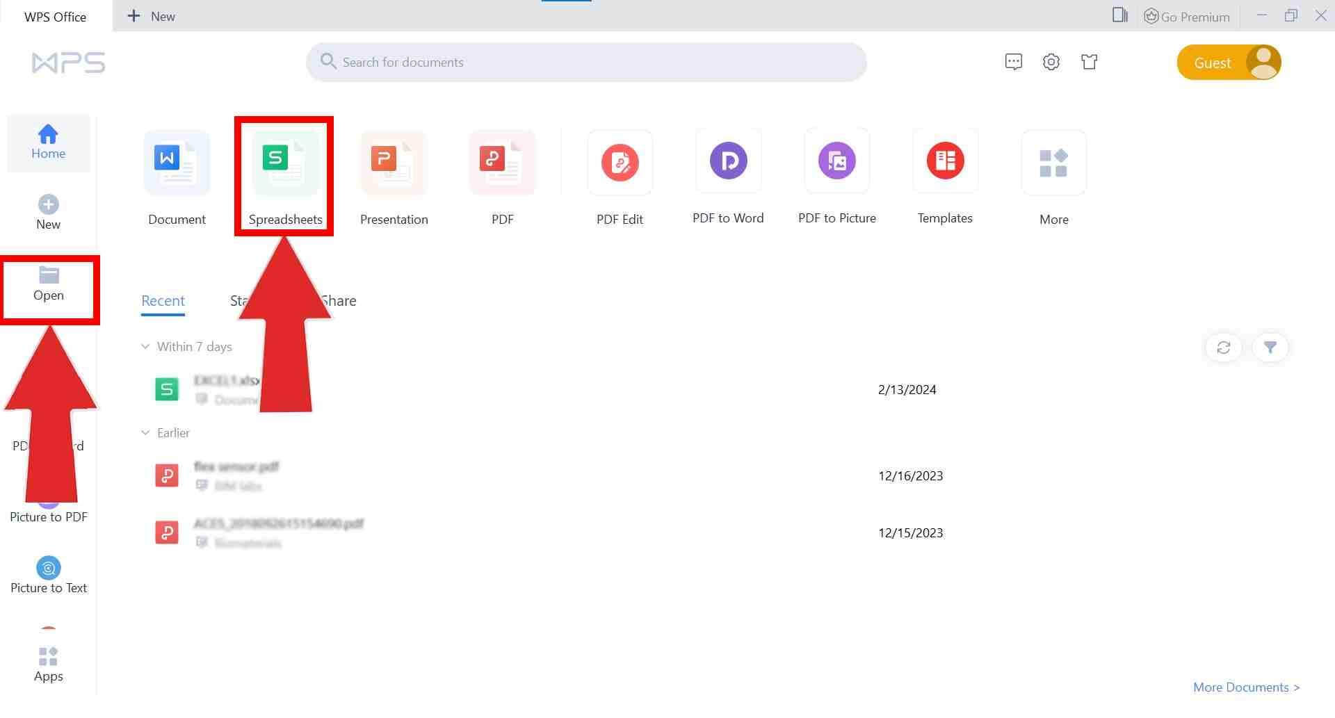  WPS office interface