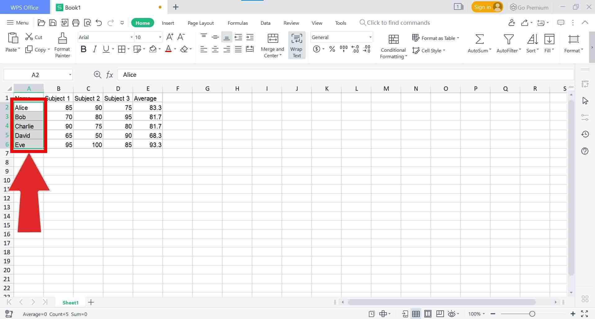 How to select cells in the WPS spreadsheet