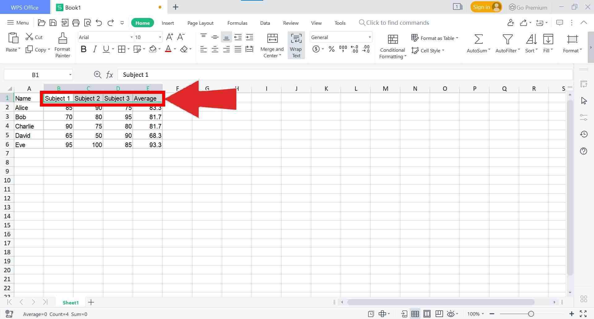 How to select cells in the WPS Spreadsheets