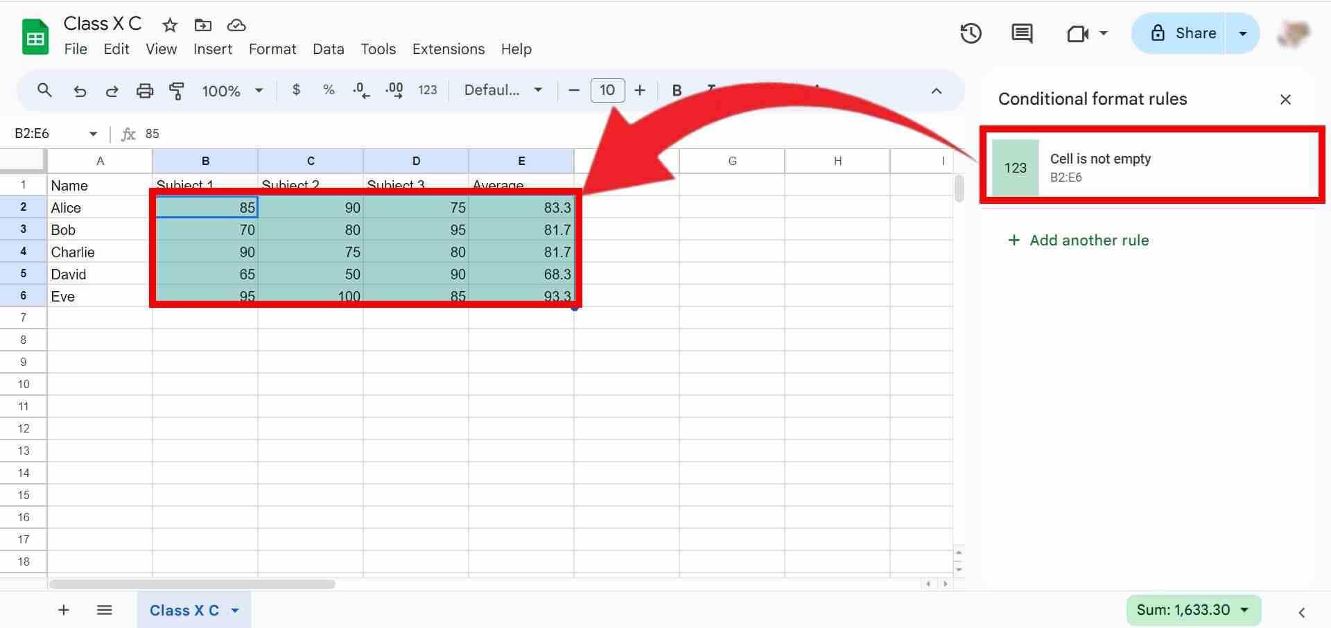 Conditional Formatting to highlight cells in Spreadsheet