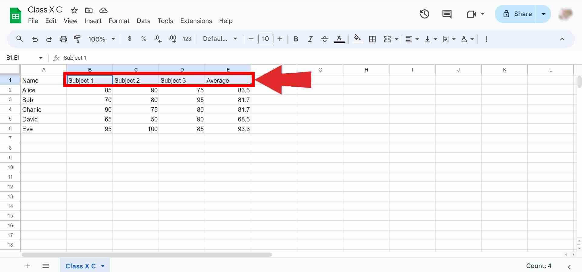 How to select cells in spreadsheet