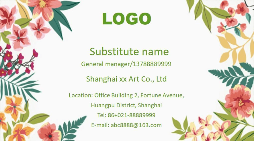 Tarjeta empresarial floral.
