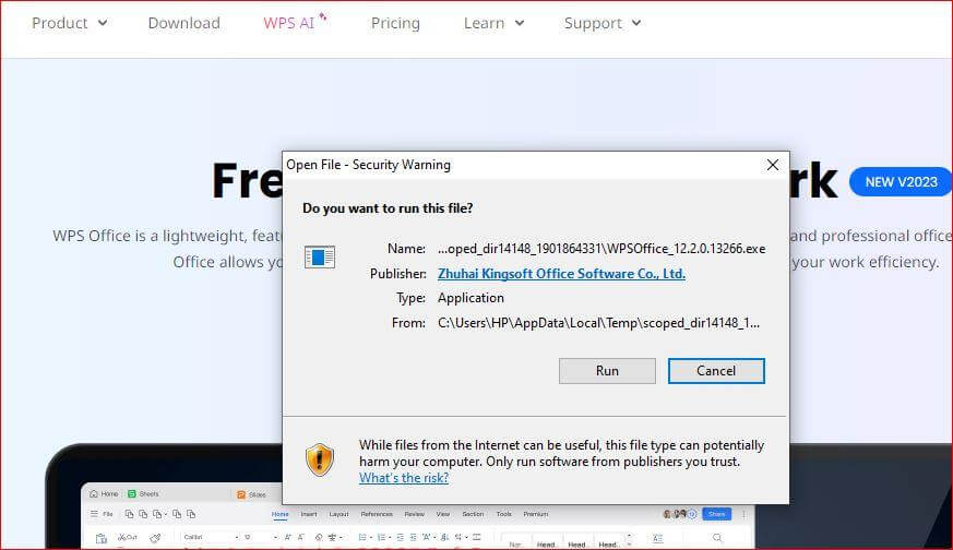 Haga clic en Ejecutar