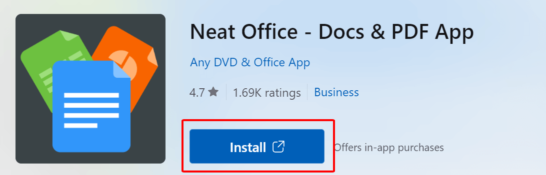 Seleccionar para instalar Neat Office