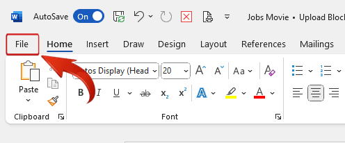 Microsoft Word File menu