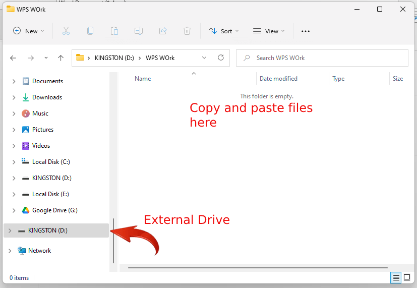  Copy files to external drive for backup