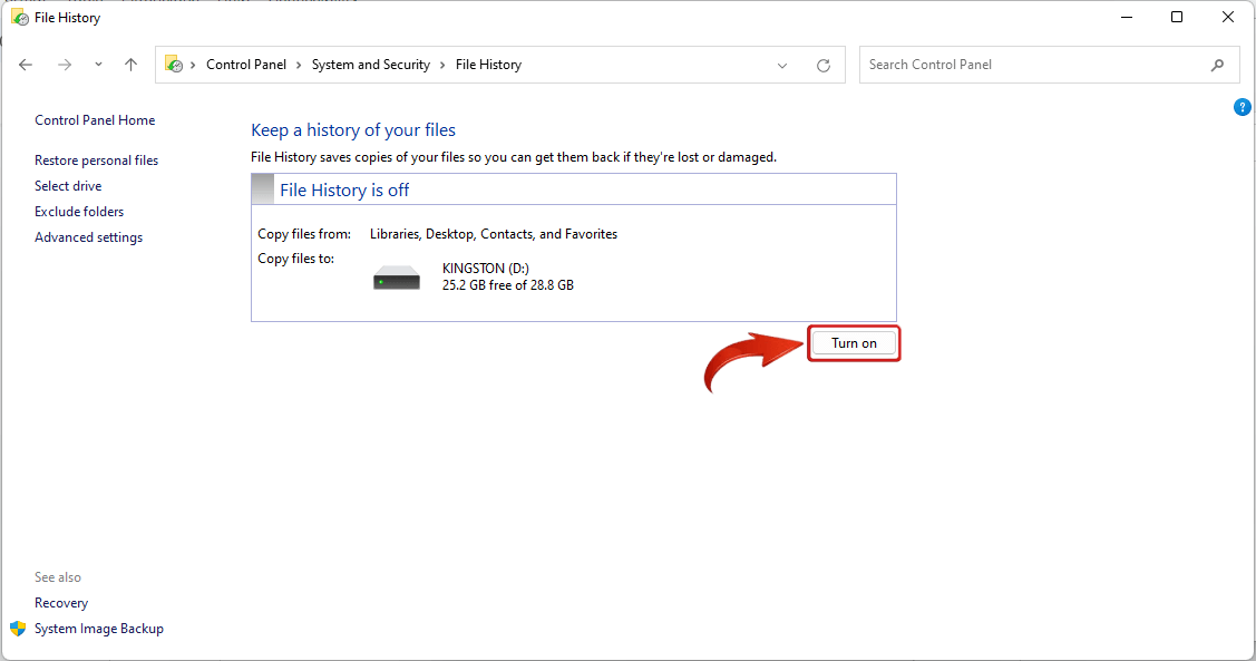 Windows 11 Turn on backup