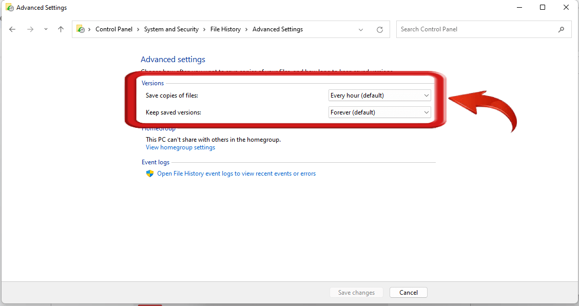 Windows 11 set backup intervals
