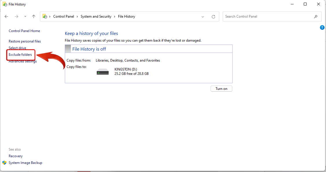 Windows 11 Exclude folders