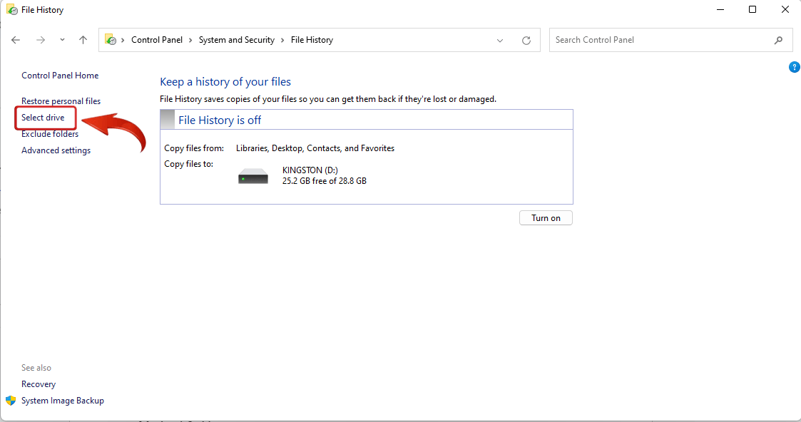 Windows 11 Select drive option