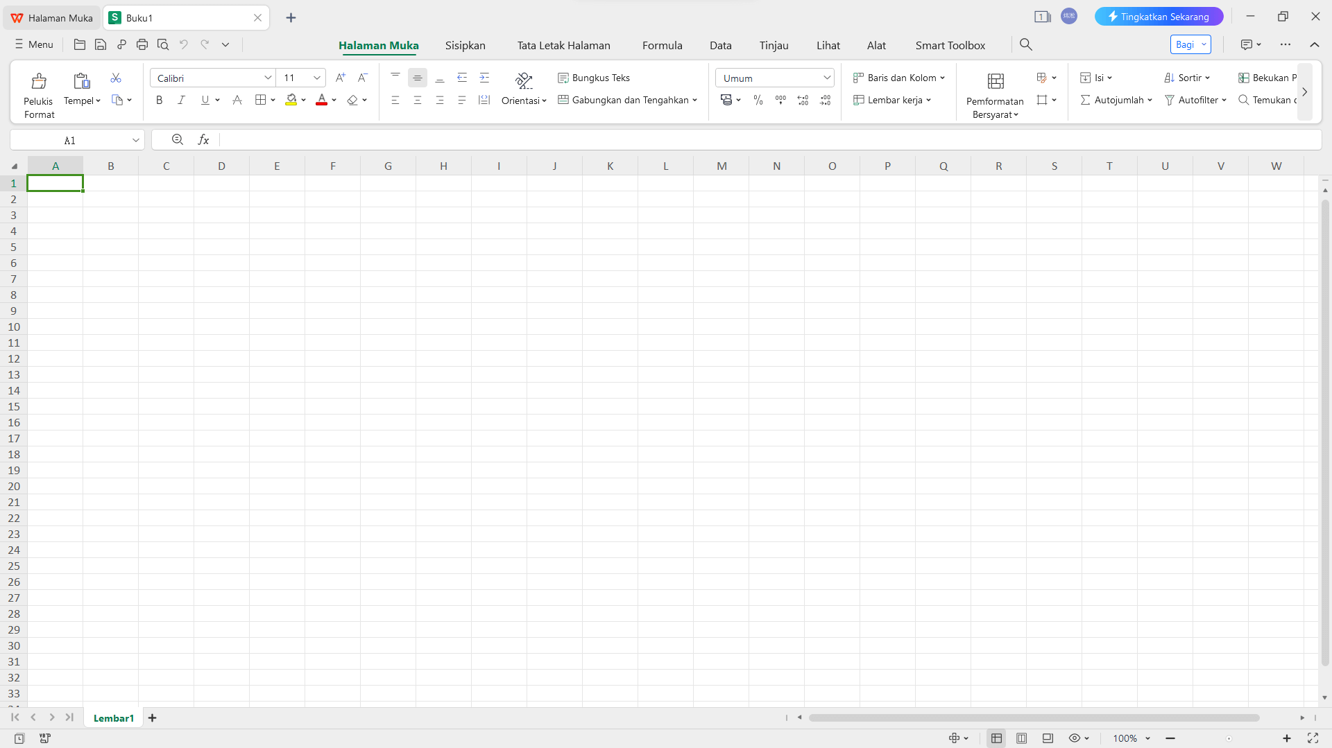 Antarmuka WPS Spreadsheet bahkan lebih intuitif daripada Microsoft Excel