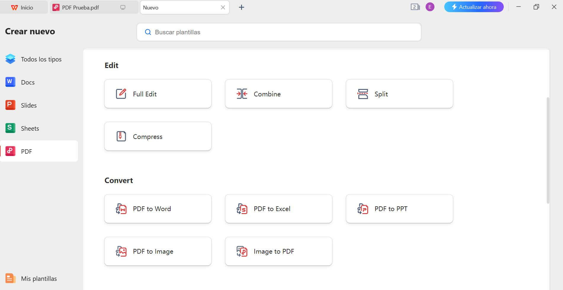 Funciones de WPS Office PDF