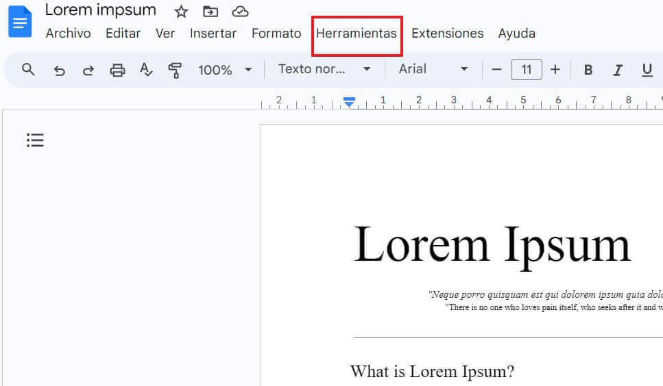 Herramientas de Google Docs