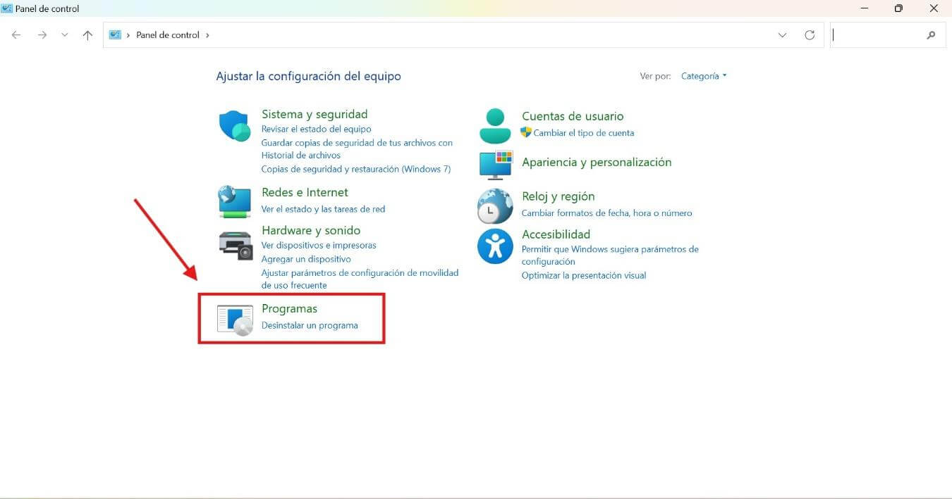 Desinstalar programa en Windows 11