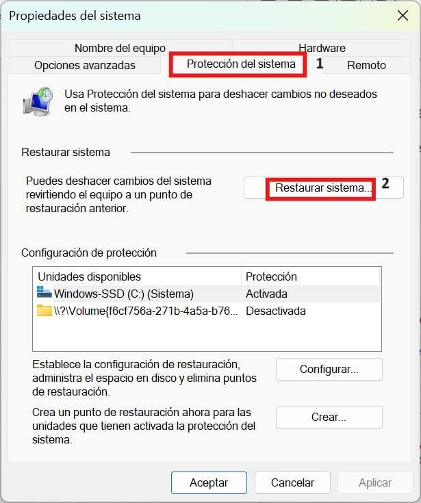 Restaurar sistema de Windows 11