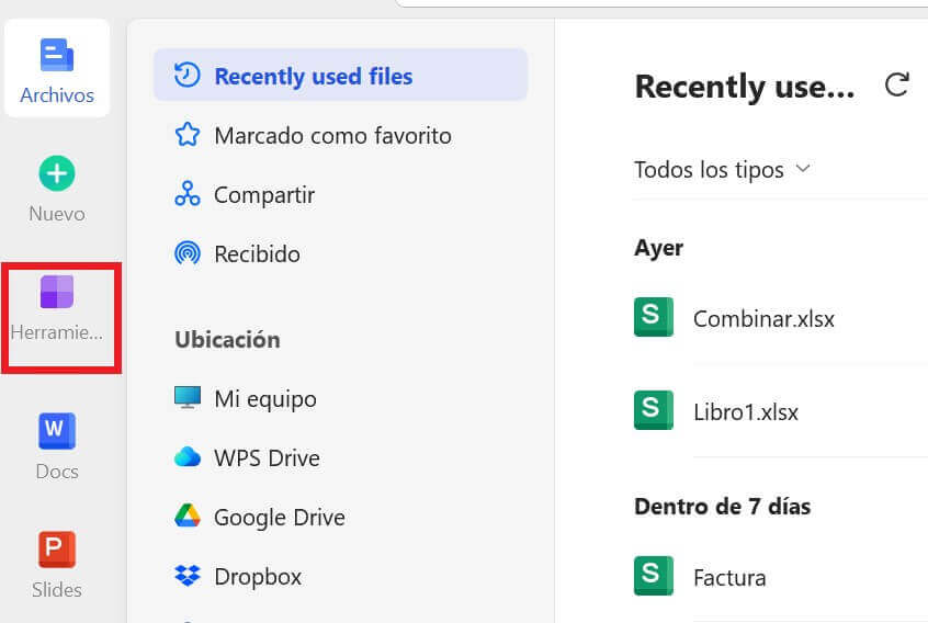 Herramientas de WPS Office