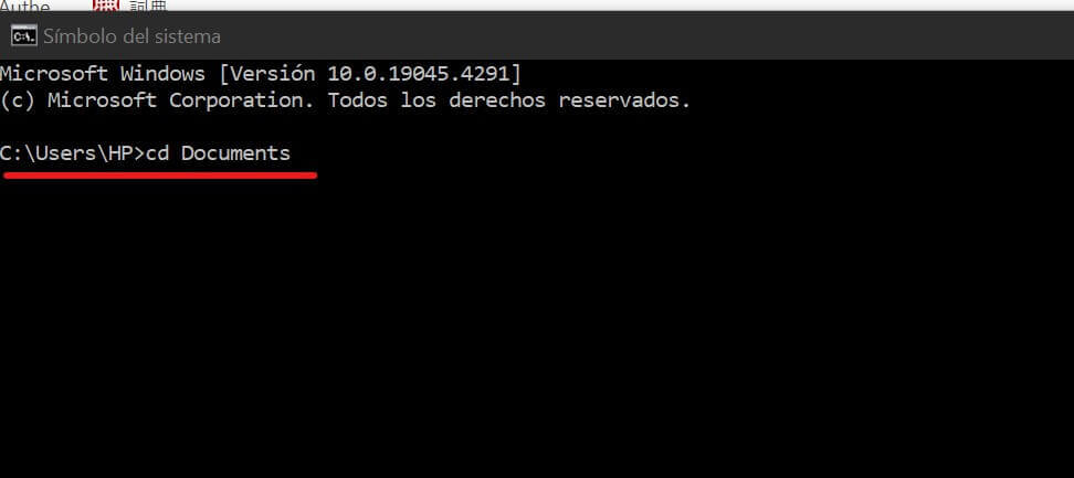 Buscar la carpeta con el comando cd
