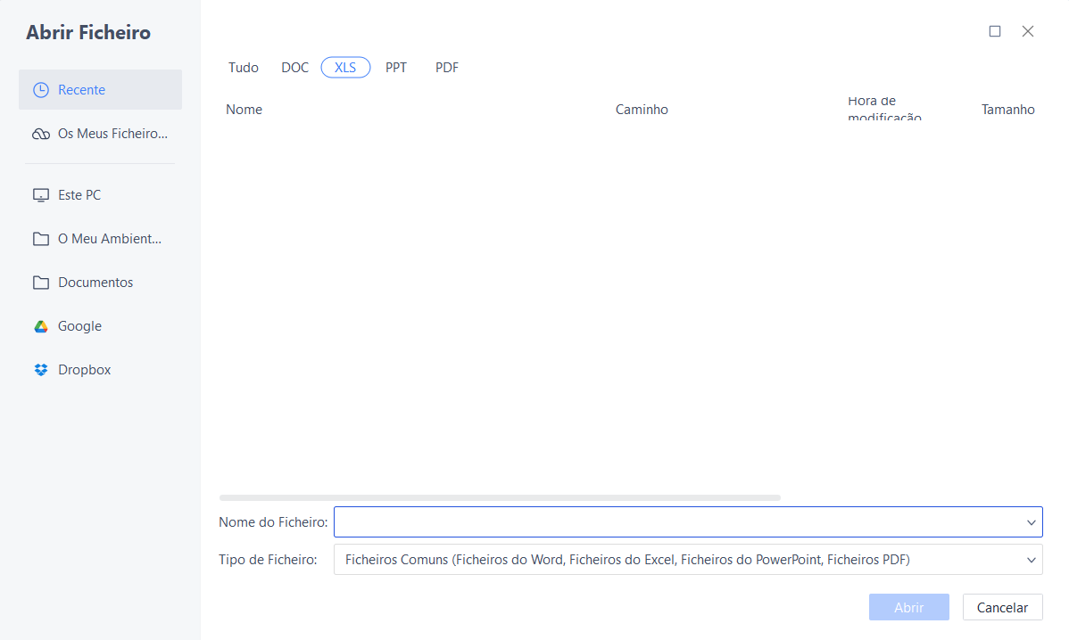 Abrindo um arquivo do office com o WPS