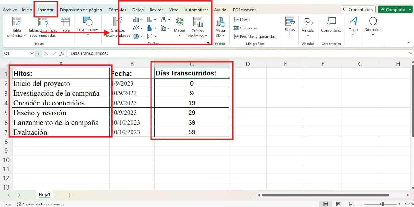 Crear un diagrama de Gantt