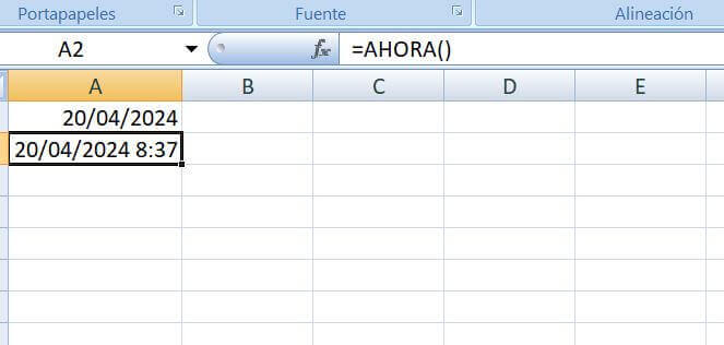 Introducir fórmulas HOY y AHORA