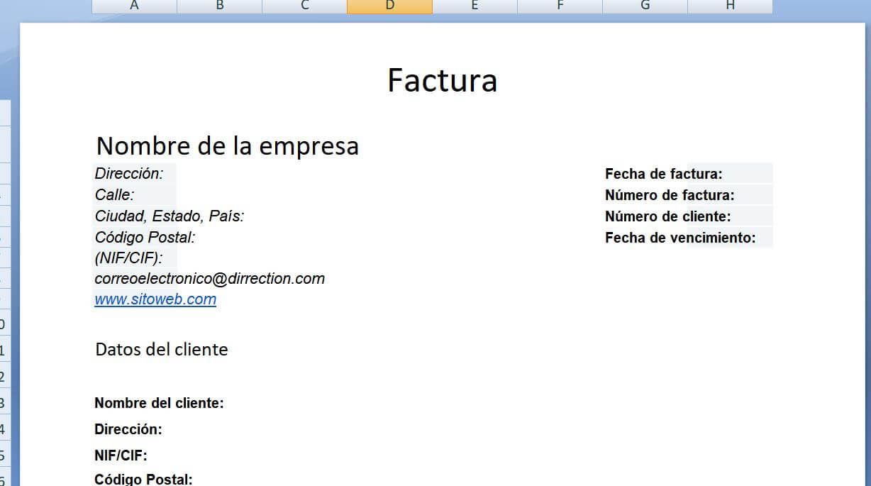 Añadir detalles de la factura