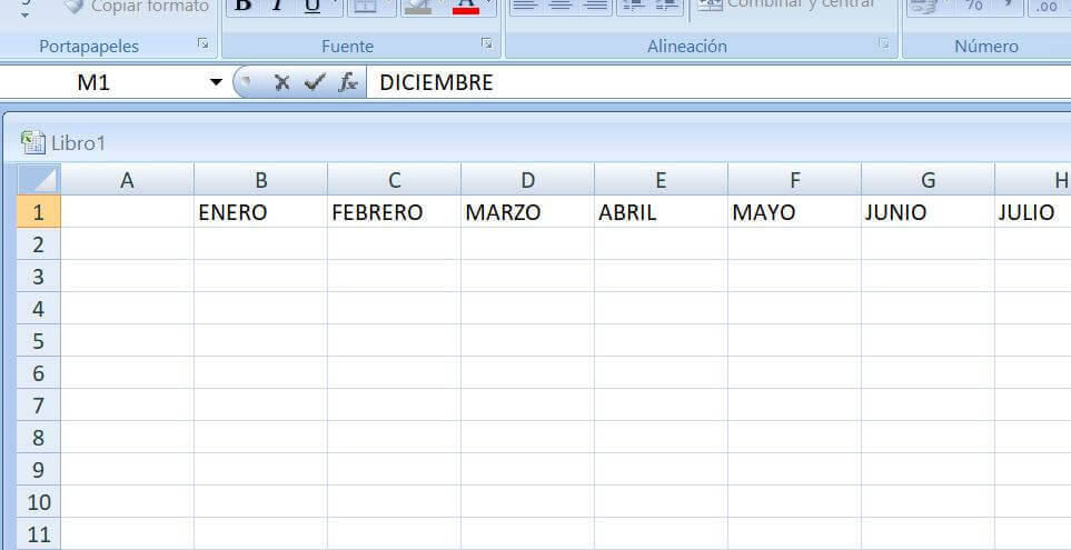 Añadir los meses del año