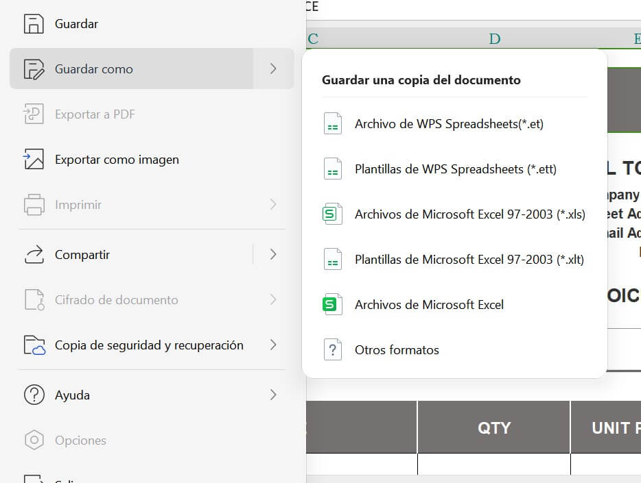 Exportar factura realizada con WPS