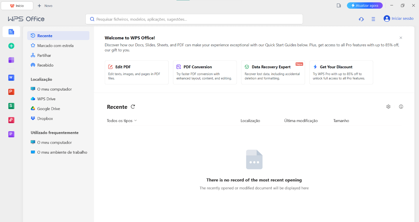 Iniciando uma das alternativas do WPS ao office