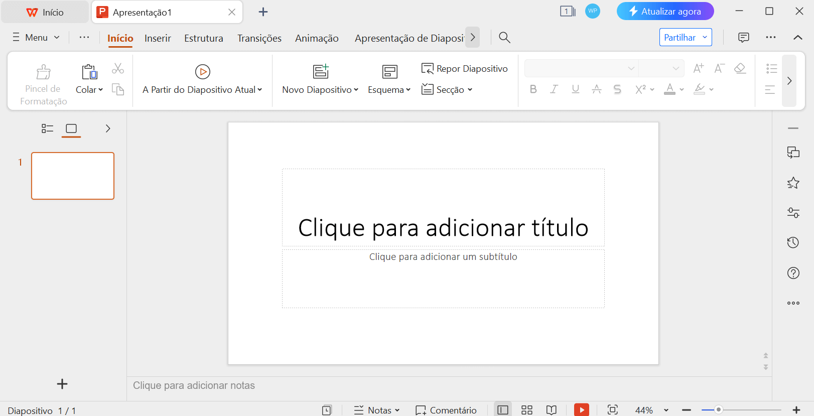 Interface de apresentação WPS