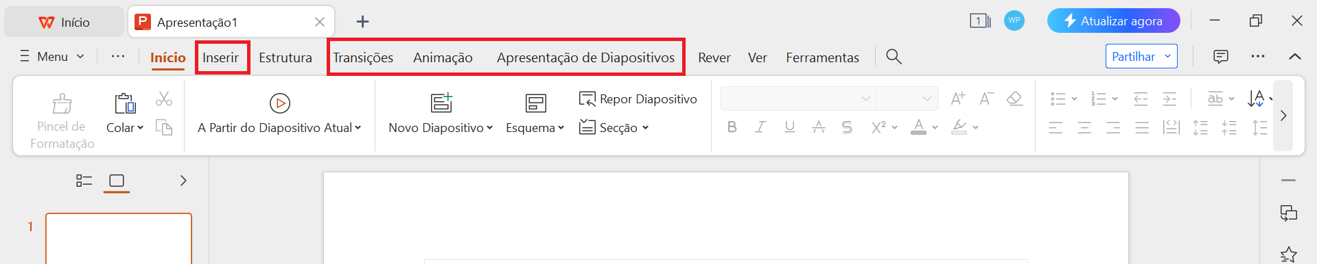 Ferramentas de apresentação WPS