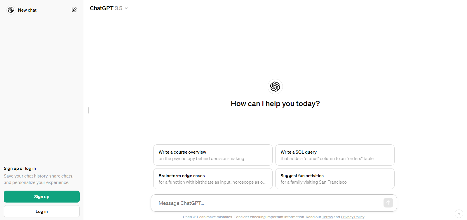 Interface do ChatGPT