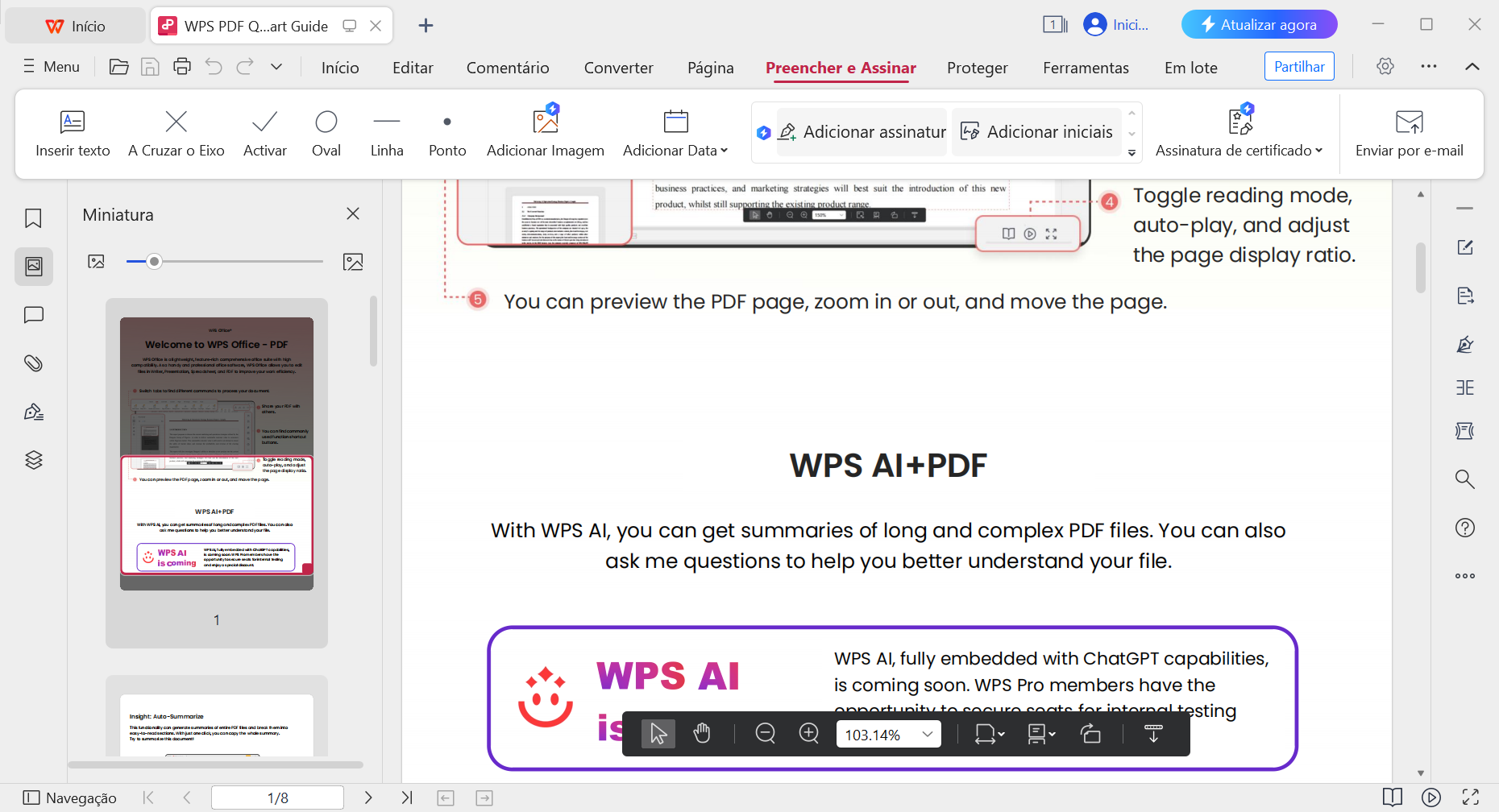 Na caixa POP-UP, adicione seu nome ou assinatura