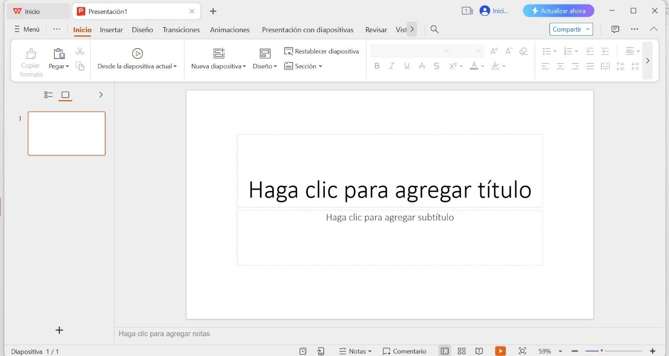 Diapositiva en blanco WPS Office