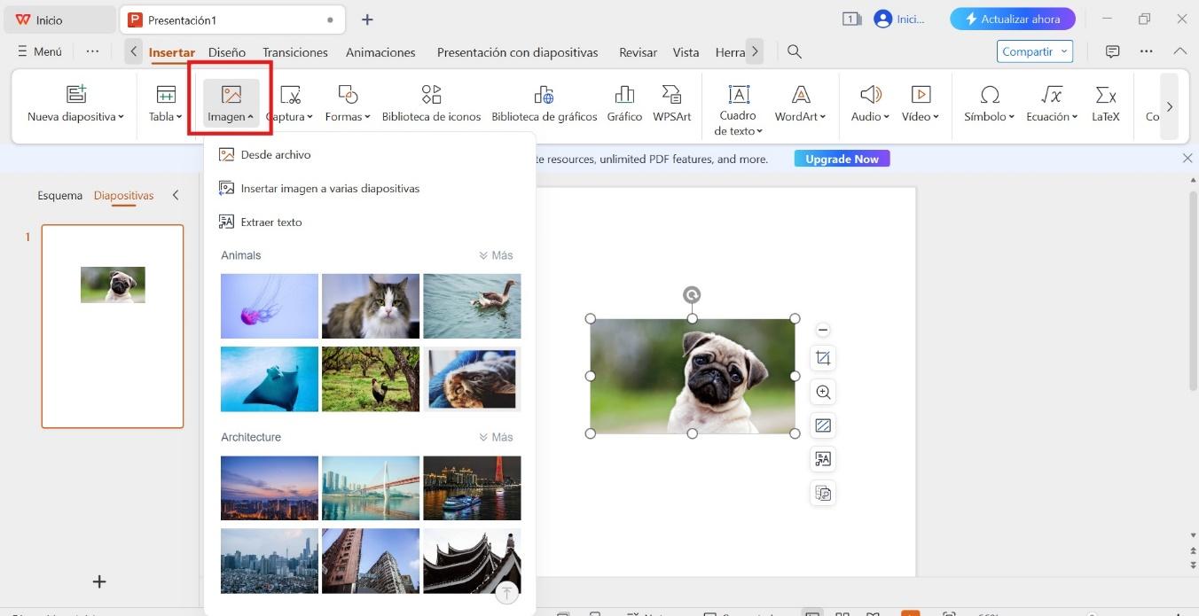 Insertar imágenes en WPS Office