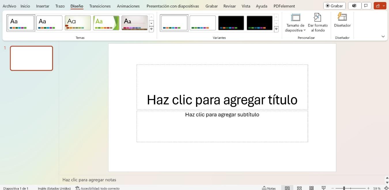 Página en blanco de PowerPoint