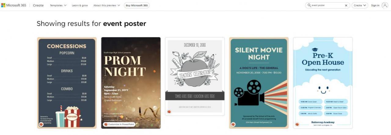 Plantillas de póster de Microsoft