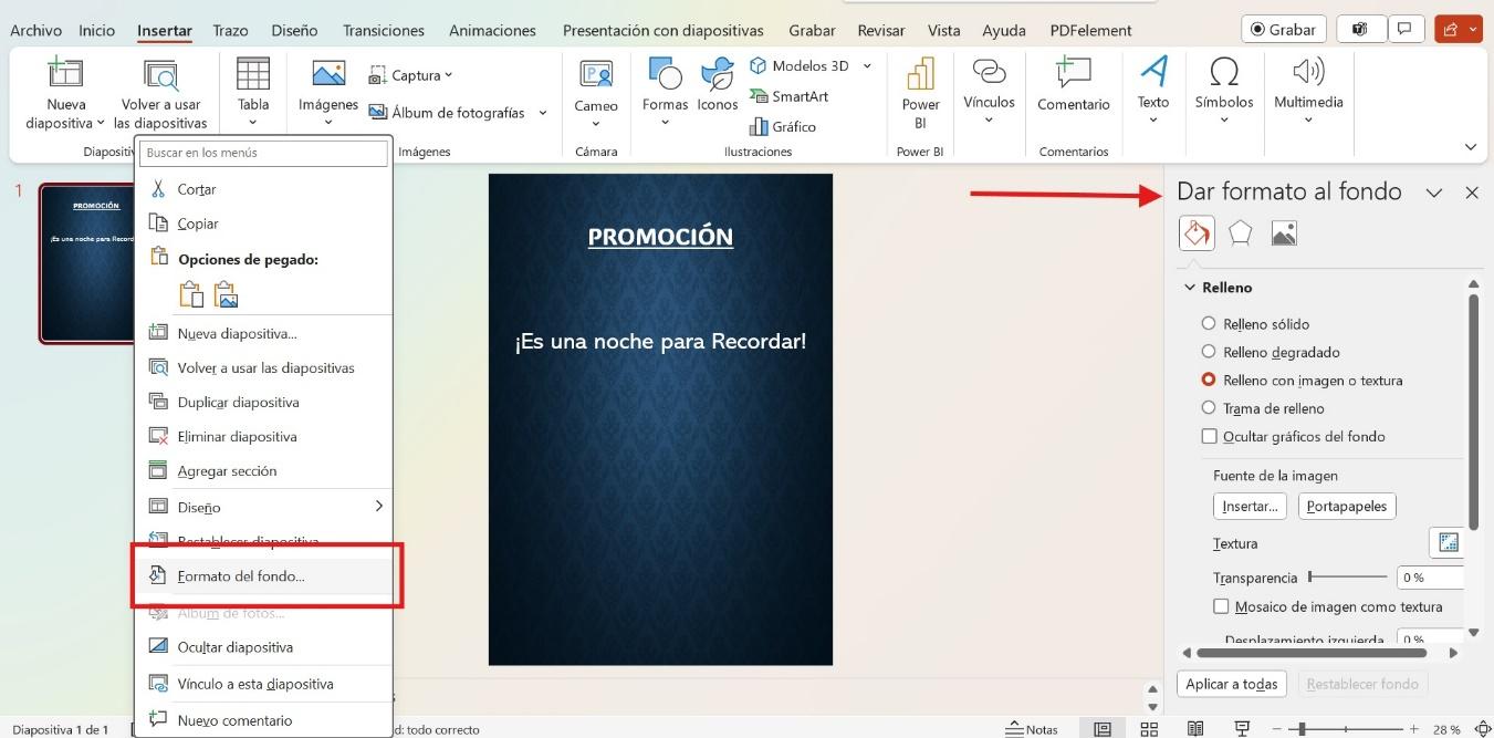 Cambiar el color de fondo de PowerPoint