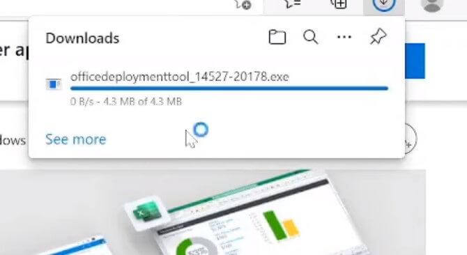 Descarga de la Herramienta de Implementación de Office en el navegador