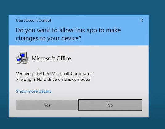 Solicitar permiso para que el software realice cambios en el ordenador