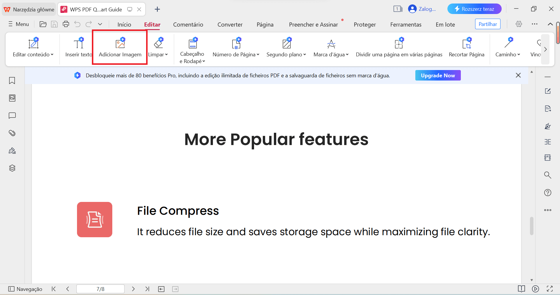 Aba de Edição do PDF do WPS