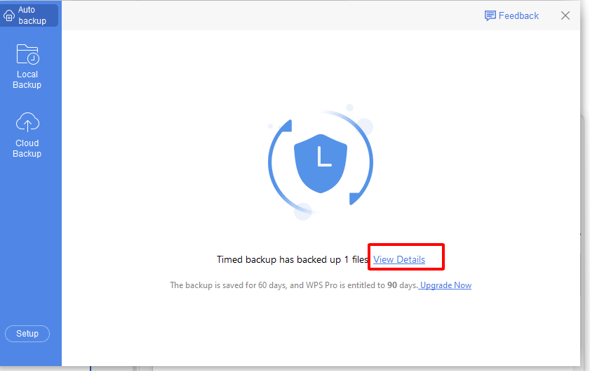 WPS Auto Backup View Details