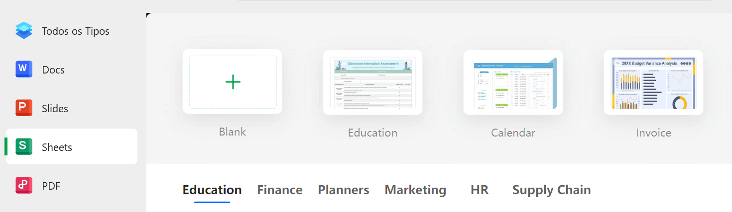 como abrir o WPS Spreadsheet