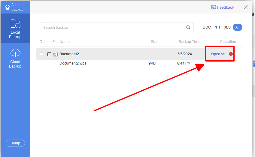 Open All WPS backup files
