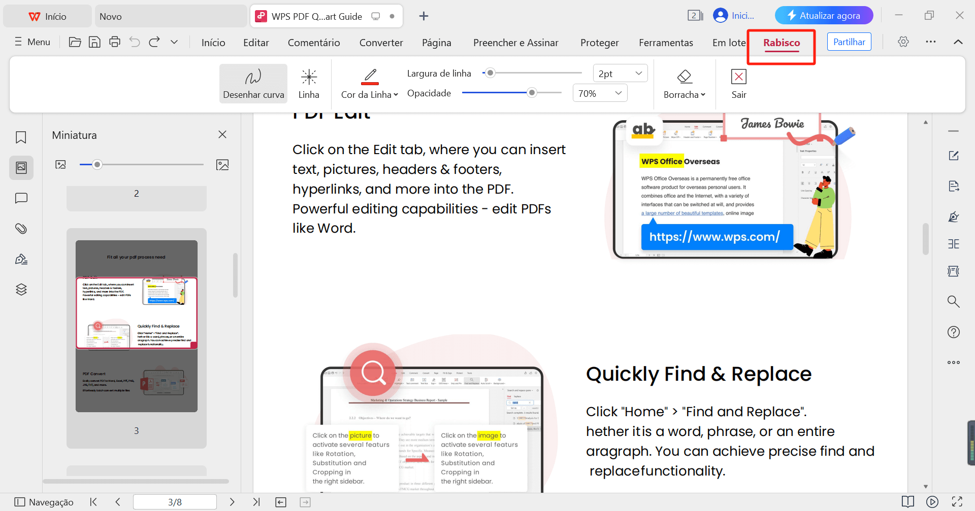 Guia Rabisco do PDF do WPS