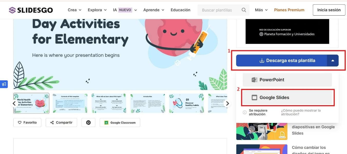 Descargar plantilla de SLIDESGO