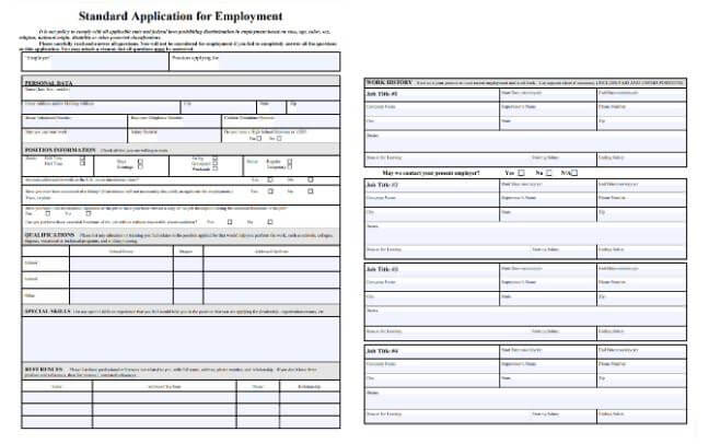 Modelo de solicitud de empleo